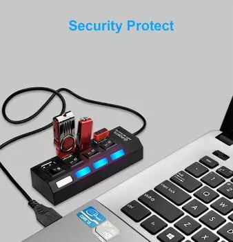 4 порта USB HUB USB Switch USB Splitter адаптер Высокоскоростной Multi HUB USB2.0 Extension HUB с выключателем вкл/выкл для компьютера ноутбука
