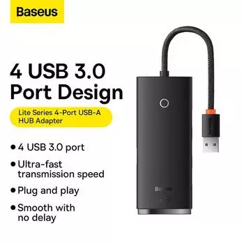 4-портовый адаптер USB-A серии Baseus Lite USB-концентратор USB-концентратор
