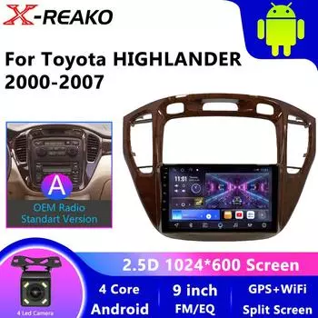 4-ядерный Android автомобильный радиоприемник для Toyota Highlander Kluger 1 XU20 2000-2007 AutoCarPlay стерео SIM WIFI GPS экран 4 core 1GB+32GB carplay