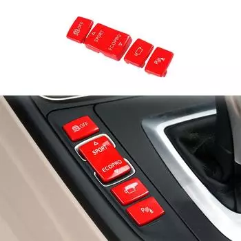 4 Red Gear Shift Button Cover Sticker For BMW 1 2 3 4 Series F20 F22 F30 F32