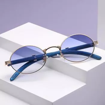 4 Retro Imitation Wood Grain Sunglasses Small Round Frame Sunglasses Men S Trendy Glasses Sunglasses