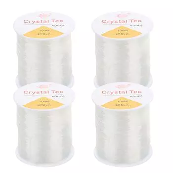 4 Rolls Bead String 109yd Long 0.03in Diameter Elastic Fiber Wear Resistant Bracelet String for