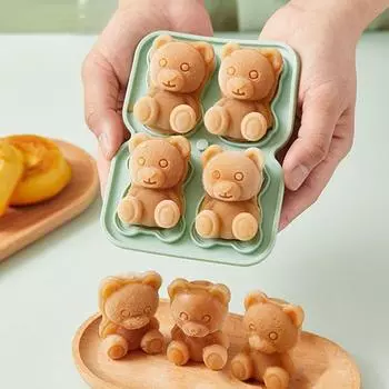 4 сетки форма для льда в форме медведя силиконовая бытовая DIY соко-молочная льдогенератор пищевой силиконовый кубик льда мятный