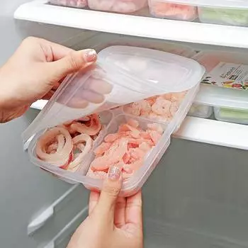 4 сетки, ящик для хранения продуктов питания, фруктов, портативное отделение, органайзеры для холодильника, морозильной камеры, упакованное мясо, лук, имбирь, прозрачный, хрустящий белый