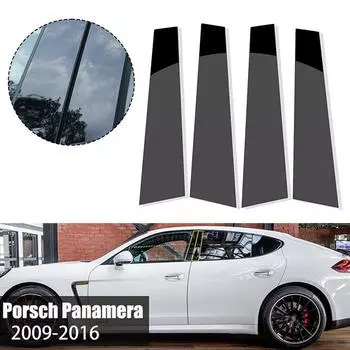 4 шт. автомобильные глянцевые черные стойки, накладка для Porsche Panamera 2009-2016, автомобильные наклейки для украшения окон, детали