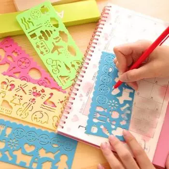 4 шт DIY графический шаблон трафарет для рисования канцелярские принадлежности линейка школьные принадлежности для рисования инструмент для рисования искусство 4Pcs разноцветный
