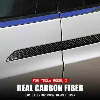 4 шт. для Tesla Model X 2016- наклейки на дверные ручки автомобиля отделка из настоящего углеродного волокна наклейка tesla комплект защитных ручек двери for model x