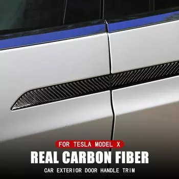 4 шт. для Tesla Model X 2016-наклейки на дверную ручку автомобиля, отделка из настоящего углеродного волокна, наклейка на ручку tesla, комплект протектора for model x