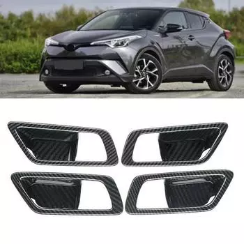 4 шт. для Toyota CHR C-HR 2016 2017 2018 ABS внутренняя дверная ручка из углеродного волокна, крышка чаши, накладка, автомобильные аксессуары
