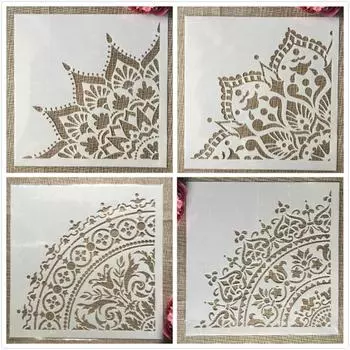 4 шт./компл. 30*30 см Мандала 1/4 колесо круглый DIY многослойные трафареты для рисования раскраска для скрапбукинга тиснение альбом декоративный шаблон белый