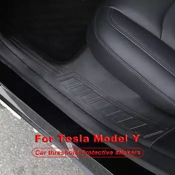 4 шт./компл. автомобильный кожаный порог защитный для Tesla Model Y порог скрытая защитная наклейка устойчивый к царапинам интерьер чёрный