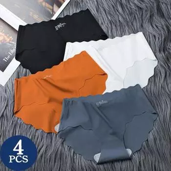 4 шт./компл. бесшовное нижнее белье, шелковые женские трусики 3XL, женские трусы-танга с рюшами, 4 шт., трусы для девочек, трусики, сексуальное женское белье, 4 шт. M&4 Pieces