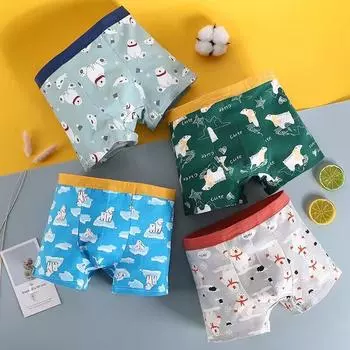 4 шт./лот, хлопковое детское нижнее белье для мальчиков, трусы-боксеры для маленьких детей, трусы для мальчиков-подростков, От 2 до 12 лет S