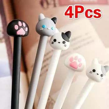 4 шт./лот Kawaii Cat гелевая ручка с милыми когтями черные чернильные ручки для письма 4pcs