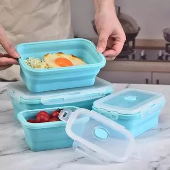 4 шт. Микроволновая печь для дома, кухни, хранения продуктов на открытом воздухе, складной силиконовый контейнер для еды, портативные контейнеры для бенто, ланч-бокс