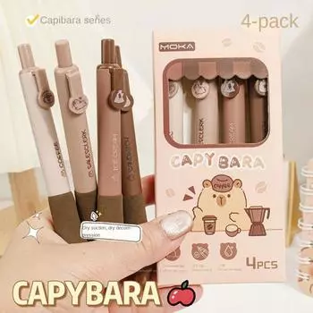 4 шт./набор черных чернил Capybara гелевая ручка 0,5 мм Strawberry Roll Cake ручка симпатичная Pnada гелевая ручка канцелярские принадлежности strawberry cake