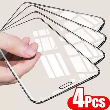4 шт. полное покрытие закаленное стекло для iPhone 15 14 13 11 12 Pro Max Защитная пленка для экрана для Samsung A05 A05S A15 A25 A14 A24 A34 A54 защитная стеклянная пленка