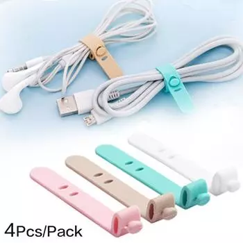 4 шт./упак. мини-силиконовые USB-проводные стяжки для кабеля, органайзеры для хранения, мягкие ремни, намоточные зажимы для хранения разноцветный