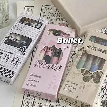 4 шт./упаковка, корейская гелевая ручка Sweet Chic для девочек, черная, розовая, белая, с бантом, канцелярская гелевая ручка 0,5 мм, черная ручка для письма в школе