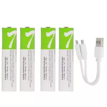 4 шт. USB AAA литиевые?Аккумуляторная батарея ion 750 мАч большой емкости с зарядным кабелем