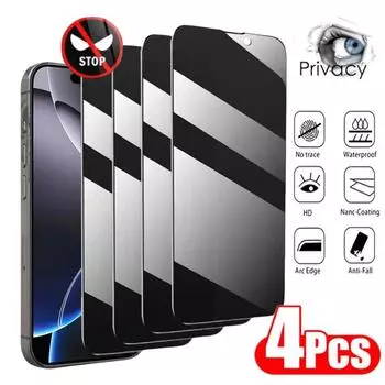 4 шт. защитное закаленное стекло для iPhone 16 Pro Max 16Pro 16Plus, предотвращающее поломку защитное стекло для iPhone 15ProMax 16ProMax iphone 11 чёрный