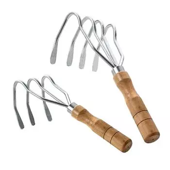 4 Teeth Gardening Hoe Manual Weeding Rake Weeding Supplies Garden Hand Rake Planting Vegetable 4 Teeth