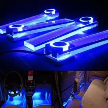 4 в 1 12V синий автомобиль атмосфера лампа зарядка светодиодные внутренние украшения пола огни
