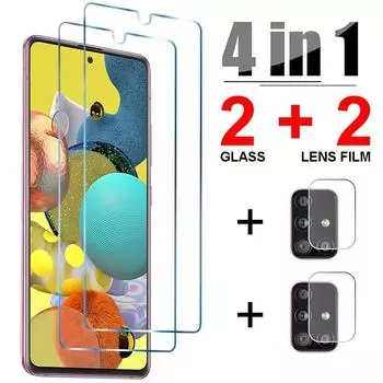 4 в 1 = 2 + 2 HD закаленное стекло пленка для защиты объектива камеры для Samsung Galaxy A13 A03S A72 A52 A32 A22 A12 M32 M22 M52 M12 Samsung S10e белый
