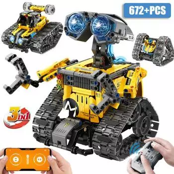 4 в 1 672 шт. RC робот модель строительные блоки творческий DIY трансформация робот кирпичи игрушки для детей подарки