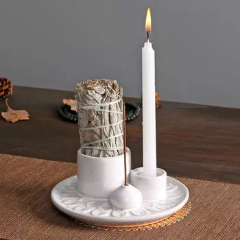 4 в 1 подсвечник и благовония 13x5 см. Универсальная горелка Palo Santo. Чаша для горения шалфея для чтения,