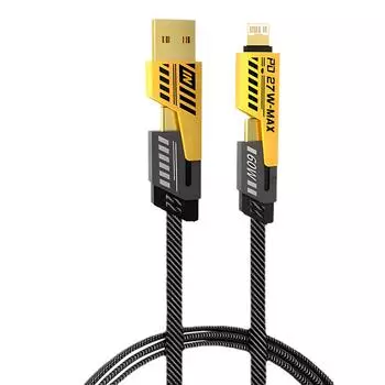 4 в 1 USB C Lightning кабель 65 Вт быстрая зарядка и синхронизация данных USB A Type-C зарядный провод для планшета кабель для зарядки чёрный