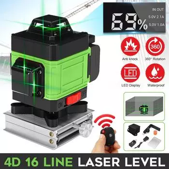 4D 360° Kreuzlinienlaser Linienlaser Measure 16-линейный лазерный уровень Wasserwaage