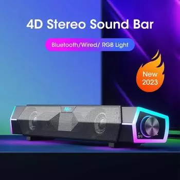 4D стерео звуковая панель ПК динамик объемный саундбар Bluetooth беспроводной проводной компьютерные колонки RGB сабвуфер для ноутбука кинотеатр ТВ