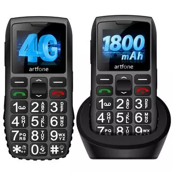 4G VoLTE Senior Basic Big Button Mobile Phones Older SOS Alarm Call Button, 1800mAh Battery, Фонарик, FM-радио, USB-C Charge Dock