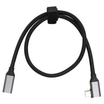 4K 100W PD 5A Прямоугольный изгиб 90 градусов Gen 2 USB3.1 Type C удлинитель папа-мама 50 см 50cm / 19.7in
