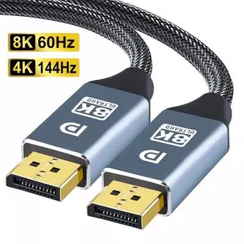 4K 144 Гц DisplayPort кабель DP 1.4 Display Port Displayport кабель 2K@240 Гц 8K@60 Гц для ПК ноутбуков ТВ проекторов Аудио Видео кабель 1m
