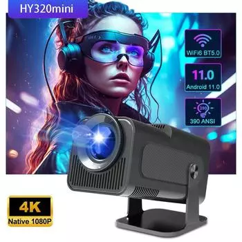 4K Native 1080P Android 11 проектор 390ANSI HY320 Dual Wifi6 BT5.0 кинотеатр уличный портативный проектор обновленный EU Plug