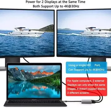 4k UHD-дисплей Usb C Thunderbolt3 Dual HDTV Extend 2 монитора Usb 3.0 Hub Type-C Dock Pd Быстрая зарядка для Macbook Pro Air серый