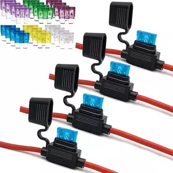 4Packs Waterproof Inline Fuse Holder Dust-proof Cover Easy Installation 10AWG Gauge Fuse Holder High Current Protection Flexible коричневый