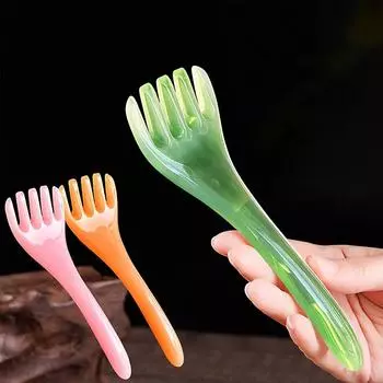 4 шт., массажер для головы, кожи головы, Гуа Ша, для тела, шеи, ног, массажер для ног с пятью когтями, скребковая палочка для головы, массажный скребковый коготь, массажный визаж зелёный