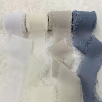 4Pcs/Bag Frayed Edged Handmade Ribbon Silk Material DIY Ribbon Bouquet Ribbon Bouquets Making Style 6