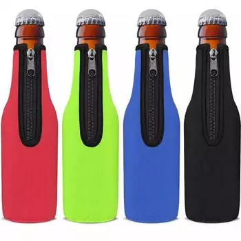 4Pcs Beer Bottle Insulator Sleeve with Zipper for 12oz Longneck Bottles