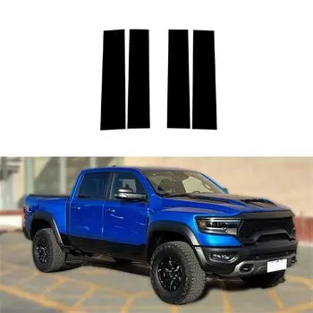 4Pcs Black Posts Pillar Set Door Trim Cover Kit For Dodge RAM 1500 2500 2009-18