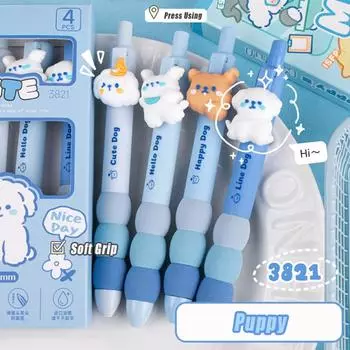 4PCS/Box Capybara Neutral Pen 0.5mm Black Ink Writing Tool Cartoon Gel Pen Gift Puppy