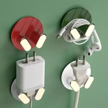 4Pcs Cable Holder Punch Free Plug Adhesive Hook Wire Regulator Wall Mounted Kitchen Storage Organizer Rack Cable Retainer Clip