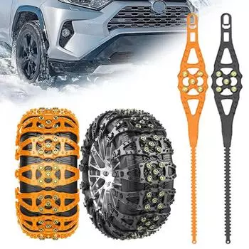 4Pcs Car Tire Chains Winter Snow Anti-Skid Tyre Cable Ties Auto Outdoor Snow Tire Tyre Anti Skid Chain Emergency Accessories оранжевый