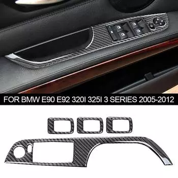 4PCS Car Window Switch Lift Panel Button Frame Cover Trim Decorative Stickers Interior Accessories For BMW E90 3 Series 2005-12 чёрный