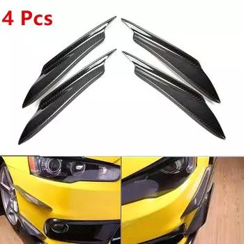 4Pcs Carbon Fiber Look Car Front Bumper Lip Splitter Fins Body Spoiler Universal