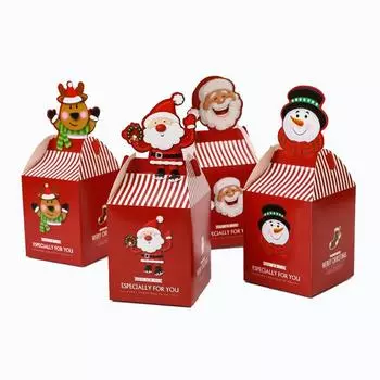 4pcs Christmas Candy Gift Box Chocolate Cookie Apple Packing Boxes Santa Claus Bags Christmas Decorations for Home New Year 2025 4pcs