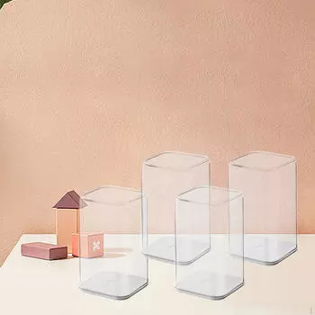 4Pcs Clear Figure Display Cases Desk Organizer Stand Container Collections Stackable Figurines